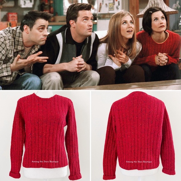 Exceptionally Rare 90s Vintage Red Wool Sweater ASO Monica Geller